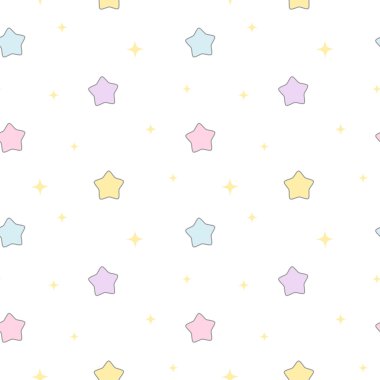 sevimli çizgi renkli kesintisiz vektör desen arka plan illüstrasyon yıldız