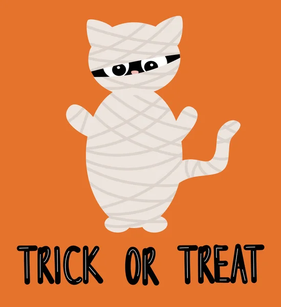 Niedliche Halloween Handgezeichneten Schriftzug Trick Oder Behandeln Text Mit Cartoon — Stockvektor