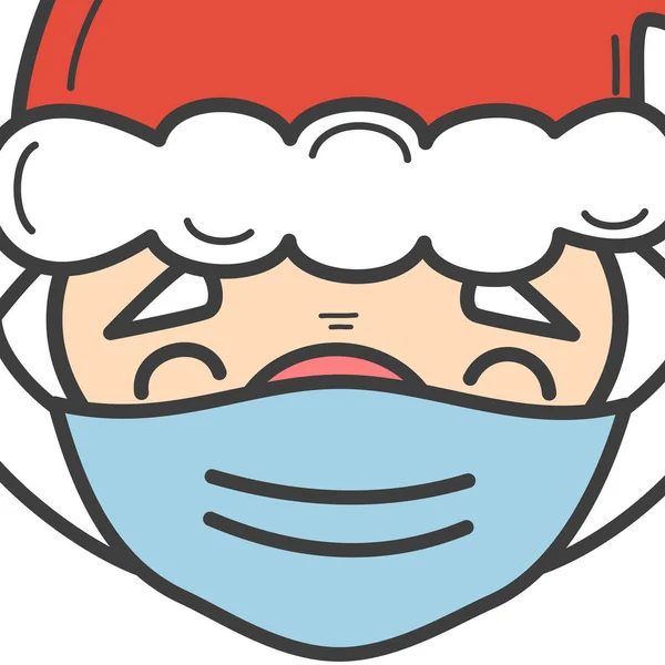 Niedliche Cartoon Figur Santa Claus Mit Medizinischer Gesichtsmaske Weihnachten Vektor — Stockvektor