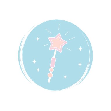 Sosyal medya hikayesi için fırça desenli şirin sihirli sihirli değnek logo vektör çizimi