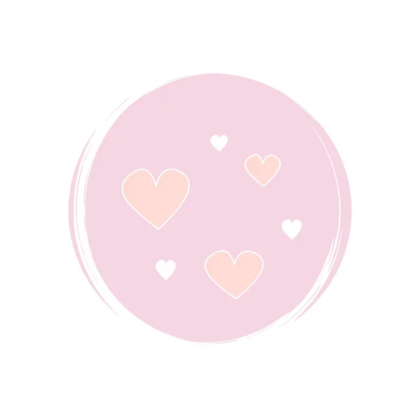 Roztomilé Krásné Srdce Ikona Logo Vektorové Ilustrace Kruhu Texturou Štětce — Stockový vektor