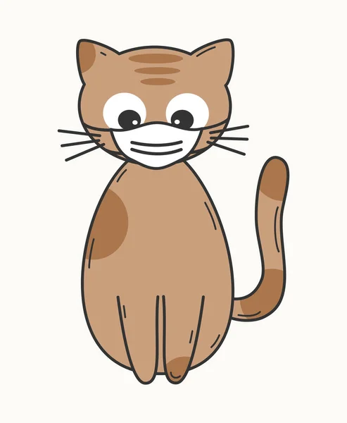 医療面マスクベクトルイラストとかわいい漫画のキャラクター猫 — ストックベクタ