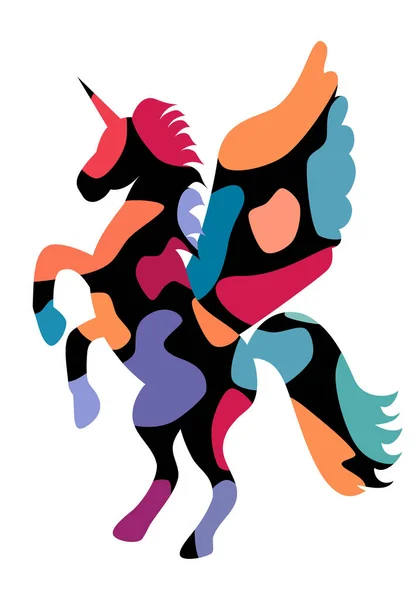 Colorido Lindo Mano Dibujado Unicornio Vector Ilustración — Vector de stock