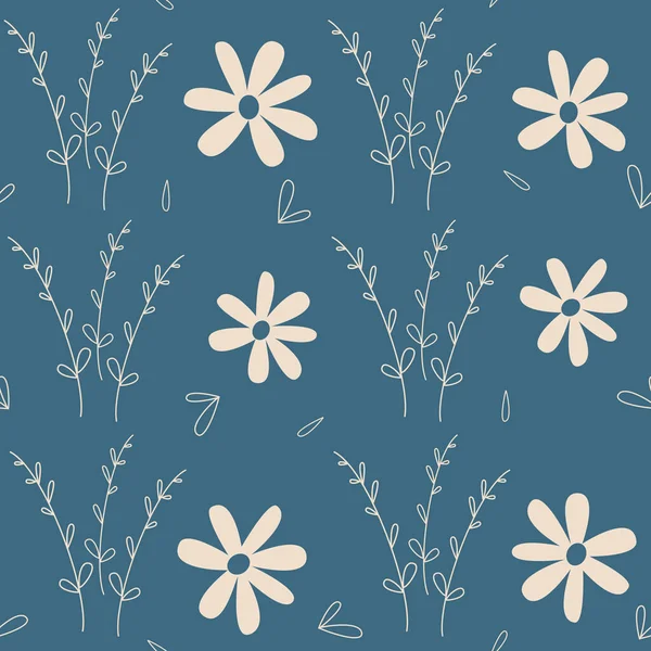 Linda Ilustración Fondo Patrón Vectorial Sin Costura Encantadora Con Flores — Archivo Imágenes Vectoriales