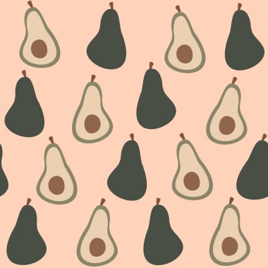 Tatlı avokado pürüzsüz vektör desenli arkaplan tasarımı çizimi