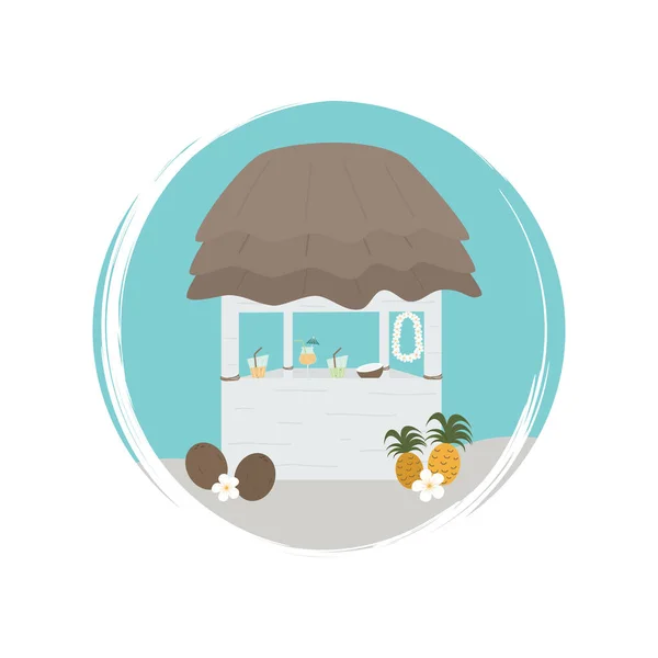 Aranyos Logó Vagy Ikon Vektor Tiki Bar Illusztráció Kör Ecset — Stock Vector