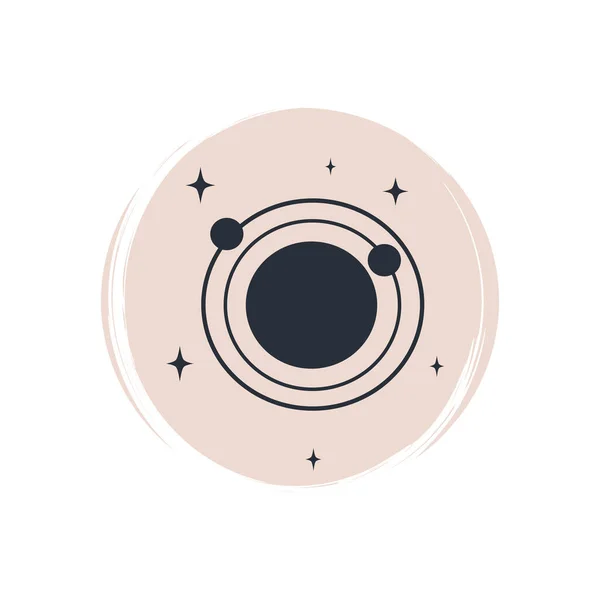 Netter Planet Symbol Logo Vektor Illustration Auf Kreis Mit Pinsel — Stockvektor