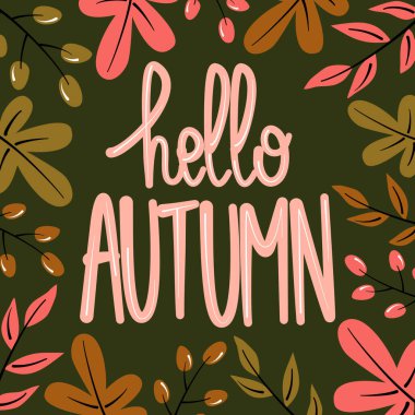 Hoş el çizimi. Merhaba sonbahar vektör çizimi.