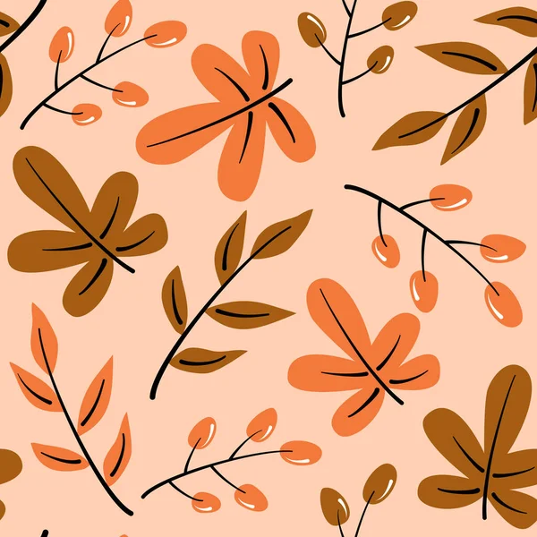 Lindo Encantador Otoño Sin Costuras Patrón Ilustración Con Hojas Otoño — Archivo Imágenes Vectoriales