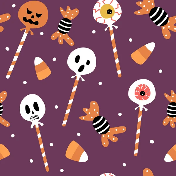 Bonito Abstrato Halloween Padrão Vetor Sem Costura Fundo Ilustração Com —  Vetores de Stock