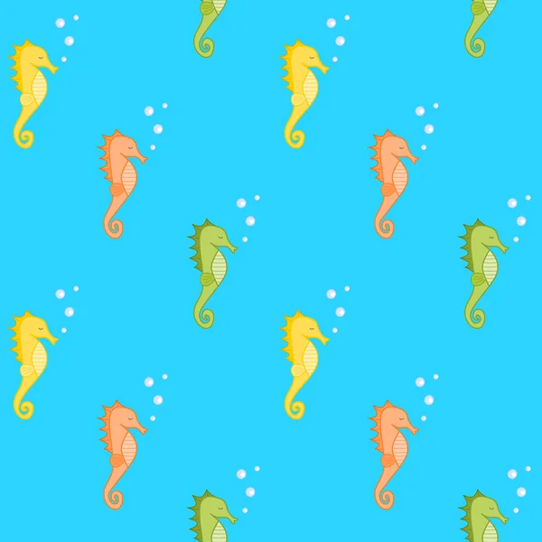 Seahorse colorful vector seamless pattern — Stock Vector