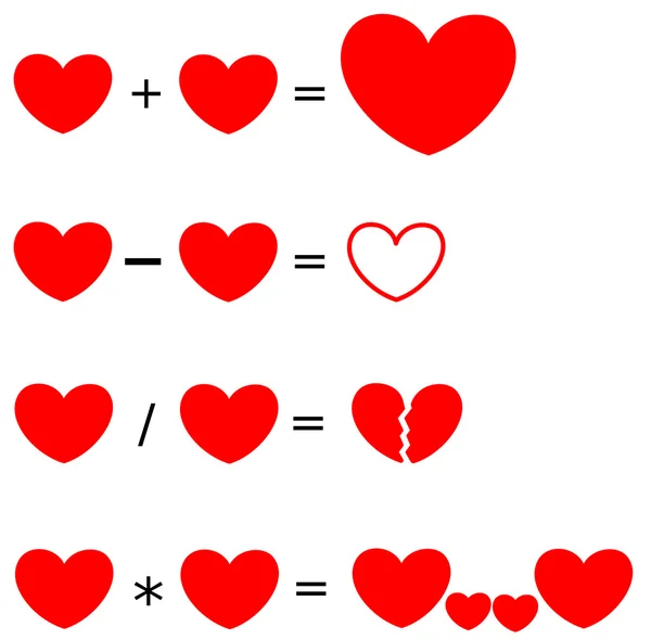 Heartrithmetic aritmetický ilustrace pojetí lásky — Stockový vektor