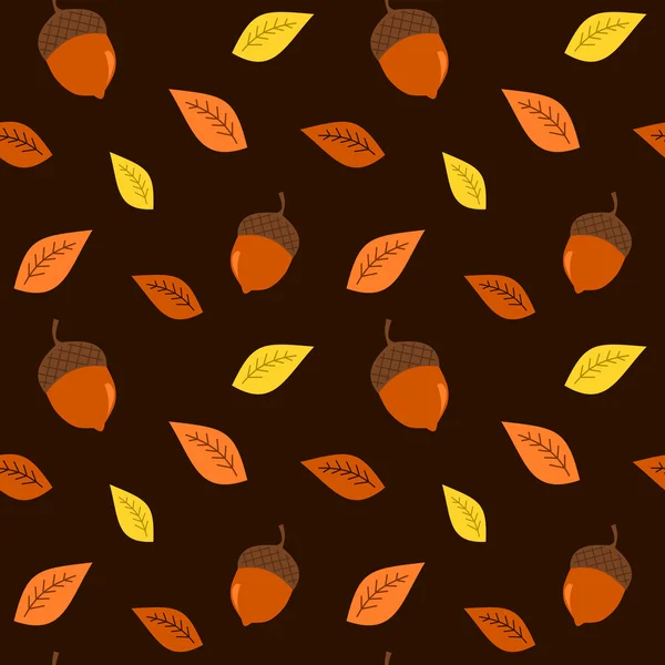Otoño otoño colorido fondo con bellotas vector sin costuras patrón ilustración — Archivo Imágenes Vectoriales