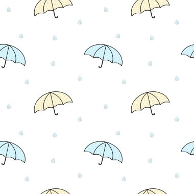 sevimli pastel çizgi şemsiye Dikişsiz desen illüstrasyon vektör