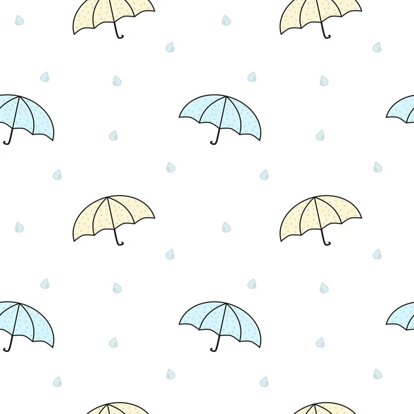 Lindo pastel dibujos animados paraguas vector sin costuras patrón ilustración — Vector de stock