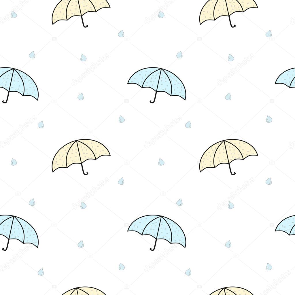 Cute Pastel Cartoon Umbrellas Vector Seamless Pattern Illustration