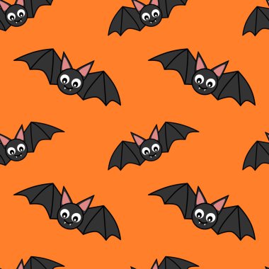 sevimli çizgi yarasa Cadılar Bayramı sorunsuz vektör desen