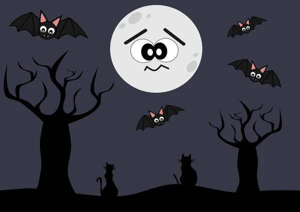 Bonito e engraçado halloween desenho animado vetor fundo ilustração — Vetor de Stock