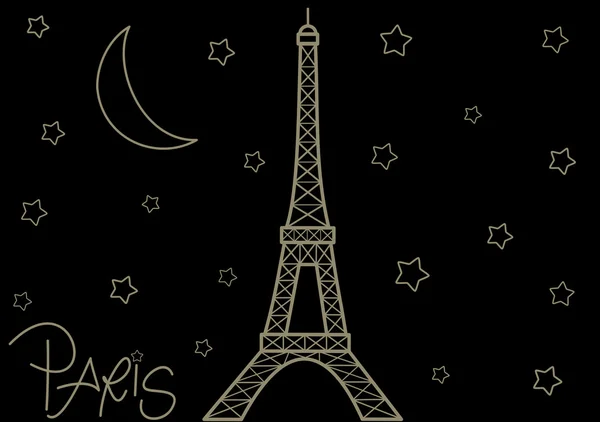 Eiffeltoren in de Sterrennacht schattig romantische achtergrond afbeelding — Stockvector