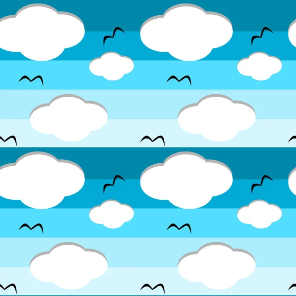 Cartoon céu azul com nuvens sem costura padrão vetor fundo ilustração —  Vetores de Stock