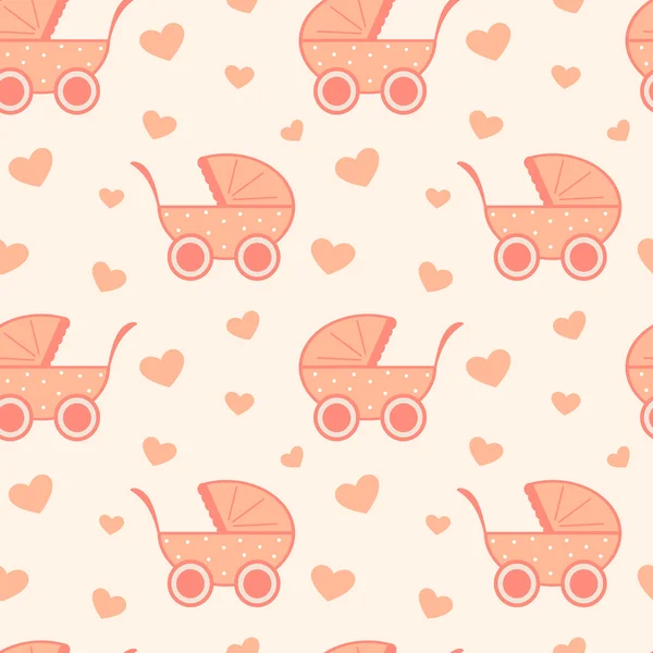 Niedlich und schön rosa Baby Hintergrund nahtlose Vektormuster Cartoon-Illustration — Stockvektor