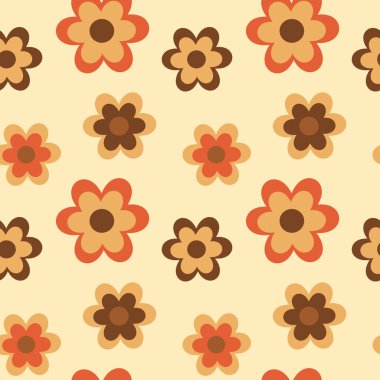 sonbahar renk sorunsuz çiçeklerle sevimli çizgi desen illüstrasyon arka plan vektör