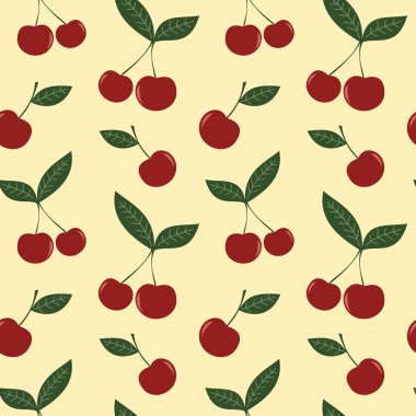 şirin kiraz sorunsuz vektör desen arka plan illüstrasyon