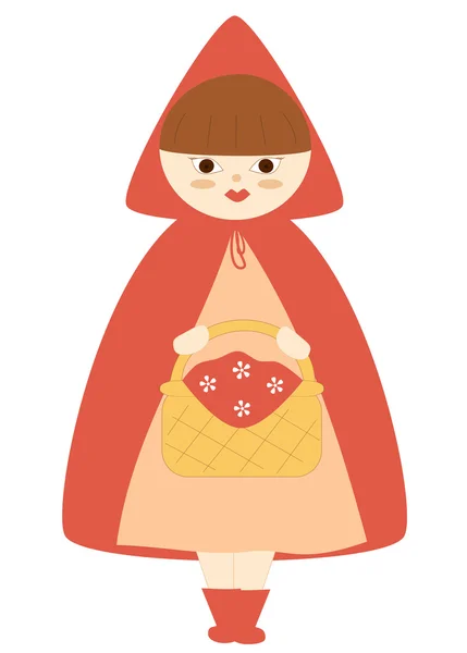 Cute little red riding hood cartoon vector illustration — Stock Vector