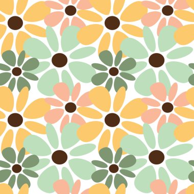 summer colorful flowers seamless vector pattern background illustration