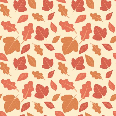 fall autumn pastel leaves seamless vector pattern background illustration