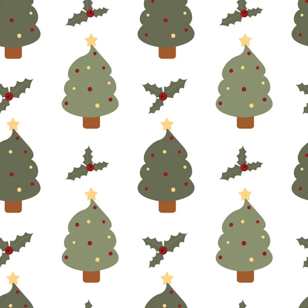 Dibujos animados navidad árbol vacaciones sin costuras vector patrón fondo ilustración — Archivo Imágenes Vectoriales