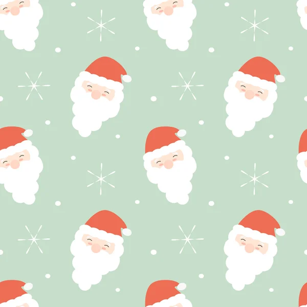 Cartoon santa claus face seamless vector pattern background holidays illustration — Stock Vector