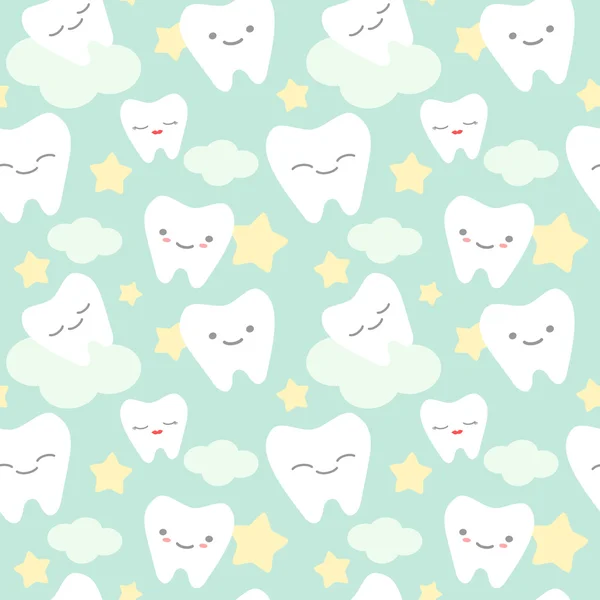 cartoon teeth cute colorful seamless vector pattern background illustration