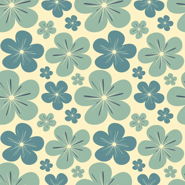 Azul suave pastel flores inconsútil vector patrón fondo ilustración — Archivo Imágenes Vectoriales