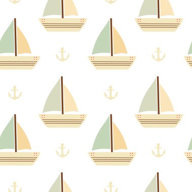 pastel tekne çapa sorunsuz ile desen arka plan illüstrasyon vektör