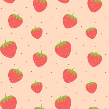 sevimli güzel çilek sorunsuz vektör desen arka plan illüstrasyon