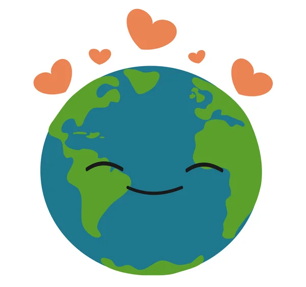 Glada jorden i kärlek vektor illustration — Stock vektor