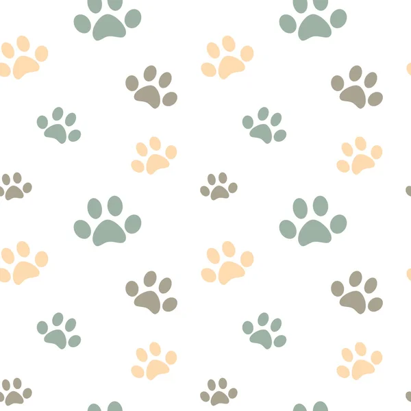 Cute pastel colored paw seamless vector pattern background illustration — Stock Vector