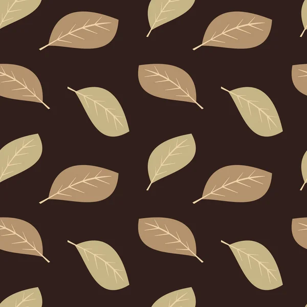 Hojas verde y marrón sin costura patrón de fondo ilustración — Archivo Imágenes Vectoriales