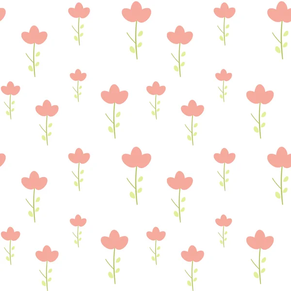 Niedliche kleine rosa Blume auf weißem Hintergrund einfache minimale nahtlose Vektormuster Illustration — Stockvektor