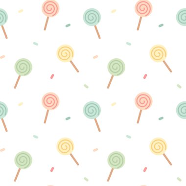 pastel şirin lolipop sorunsuz vektör desen arka plan illüstrasyon