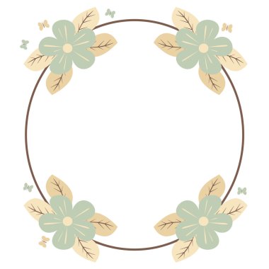 sevimli güzel romantik çiçekler kelebekler ile çerçeve vektör