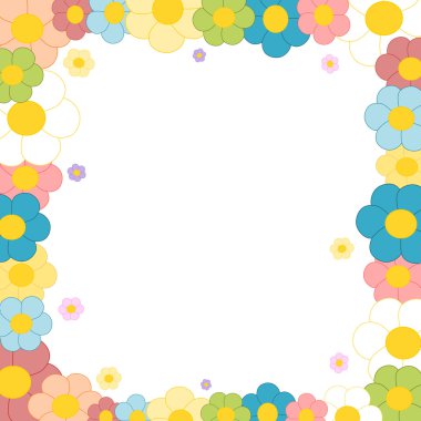 renkli çiçek çiçek vektör çerçeve