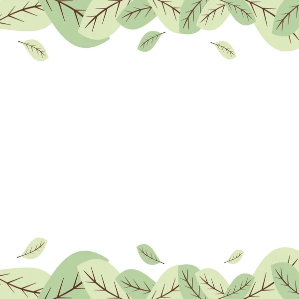 Feuille vert pastel cadre vectoriel bordure illustration — Image vectorielle