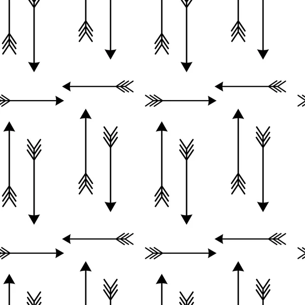Flèches noires sur fond blanc illustration vectorielle sans couture — Image vectorielle