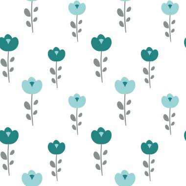 sevimli küçük mavi çiçekler Dikişsiz desen arka plan illüstrasyon vektör