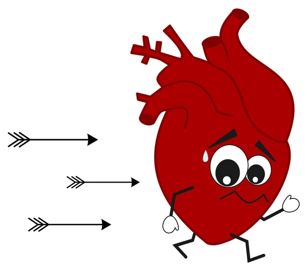 Kalp kaçak okları komik vektör konsept illüstrasyon karikatür — Stok Vektör