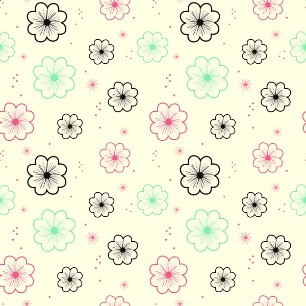 蛍光花かわいいシームレスなベクトル パターン背景イラスト — ストックベクタ