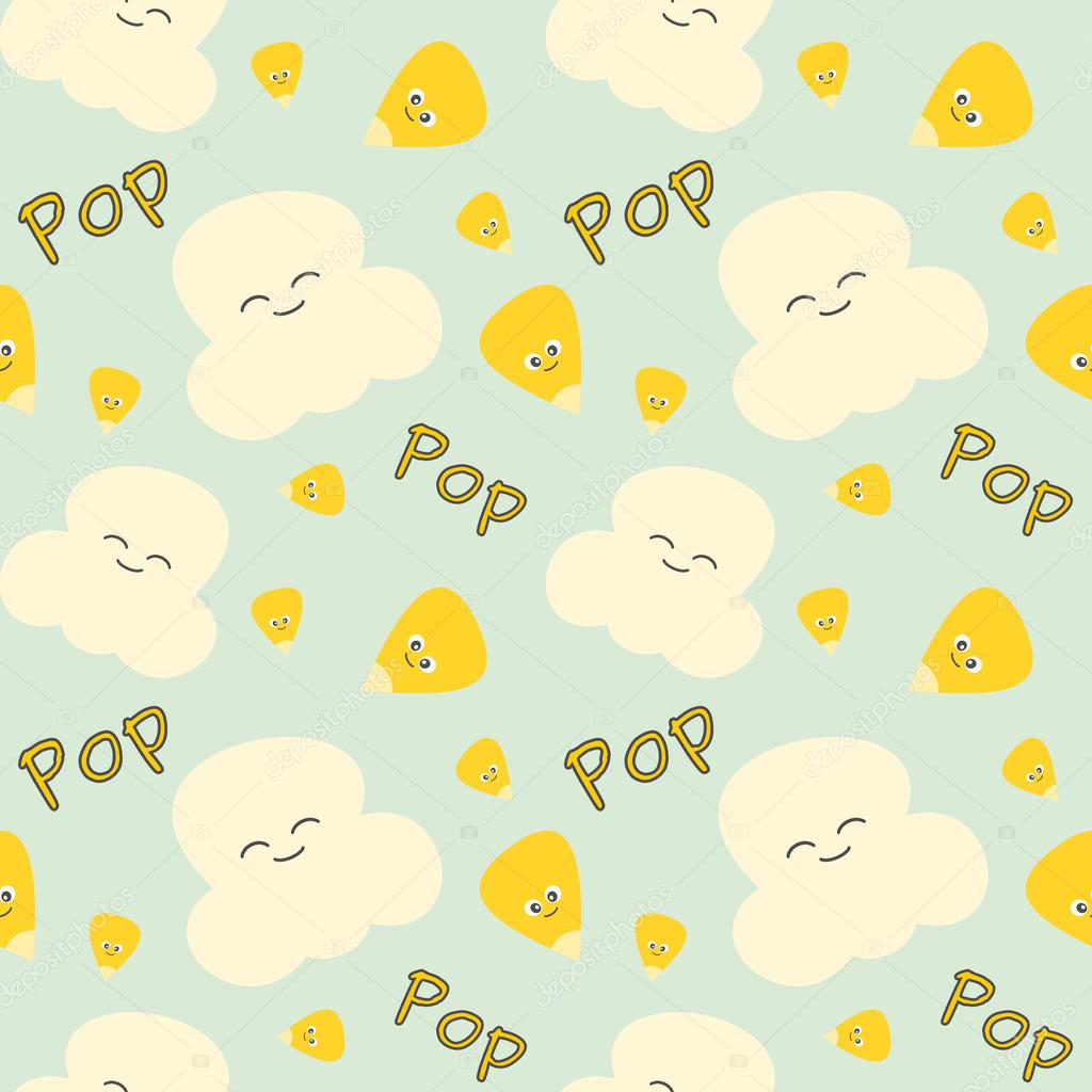 Corn grain and popcorn cute cartoon seamless vector pattern background  illustration Stock Vector Image by ©alicev1978 #95604016