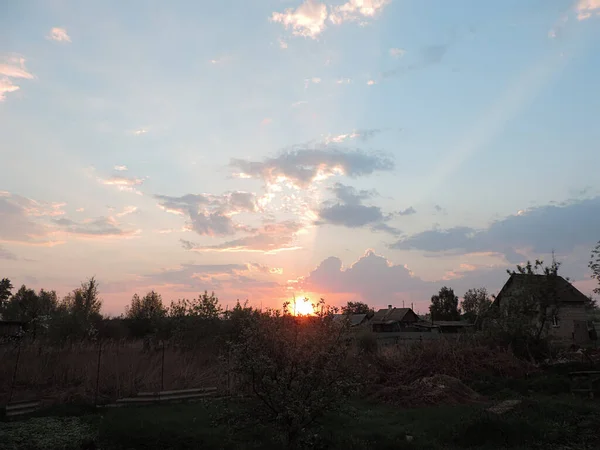 Zal Opkomen Het Dorp Zon Aan Horizon — Stockfoto